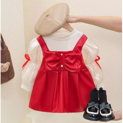 dress girls levico silk cherry crimson CHN 38 (141811) - dress anak perempuan